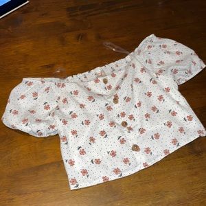 Flower off the shoulder crop top